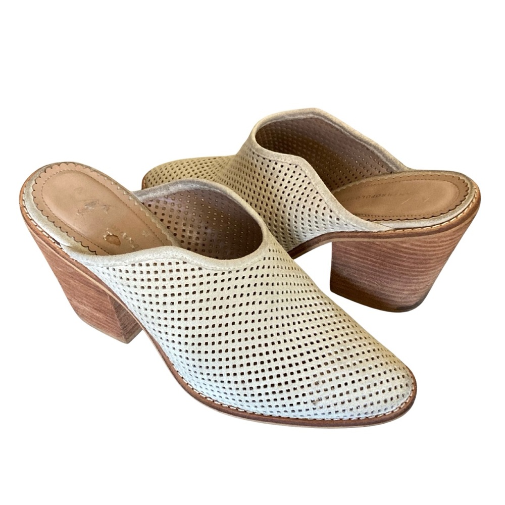 Anthropologie BlairTaupe Perforated Mules Size 8.5